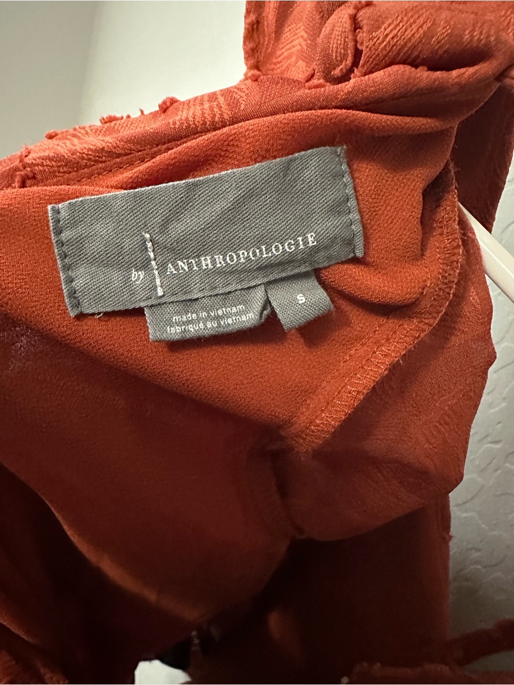 Anthropologie Rust Ruffled V‑Neck Blouse - Picture 3 of 4